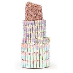 NWT Sparkling Swarovski Bling Crystal Rhinestone Lipstick Purse Clutch B…